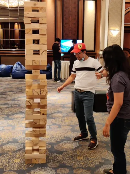The tension is real with our Giant Wooden Block Stacker game! It’s a fantastic indoor activity that tests nerves, strategy, and teamwork. Watching the tower get taller and wobblier gets everyone invested and cheering each other on.