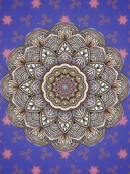 Creating this mandala felt like coming home after a long time away from my art. The intricate details and warm colors on the deep purple background represent a return to my creative self.