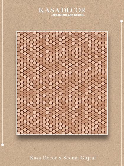 A warm metallic honeycomb tile created for the Seema Gujral store. Each hexagon reflects intention, bringing quiet luxury and delicate texture to the space.