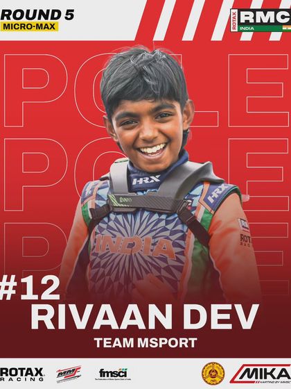 Rivaan Dev secures another pole position in the Micro Max class at Round 5.