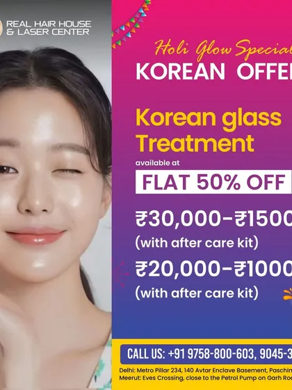 Get that Holi glow with my Korean Glass Treatment, now at a flat 50% off. The offer includes an aftercare kit to help you maintain that flawless, radiant K-beauty look.