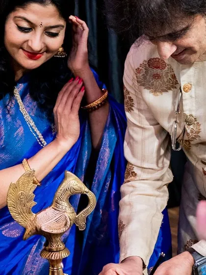 My gurus lighting the ceremonial lamp to inaugurate the Sāttvatī School of Dance. This auspicious start marked the beginning of our journey.