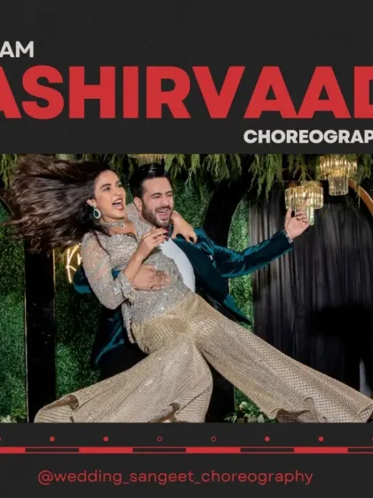 A dynamic pose from a couple's sangeet performance. We work on creating impactful moments like this lift that not only look great on stage but also make for stunning photographs you'll cherish forever.