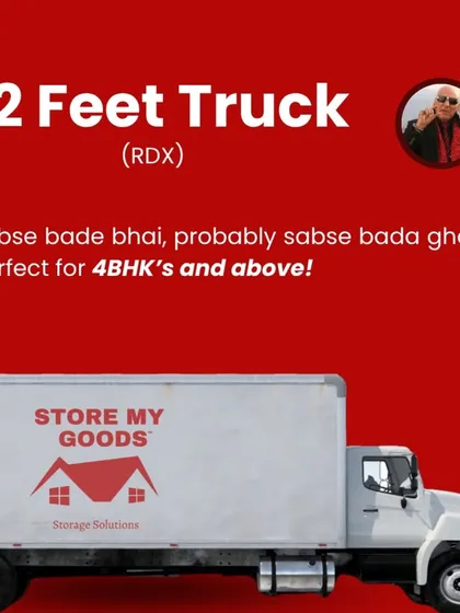 For the "sabse bade bhai" with the "sabse bada ghar," I present the 22-foot truck (RDX). This beast is perfect for shifting homes of 4BHKs and above, or for large office relocations.