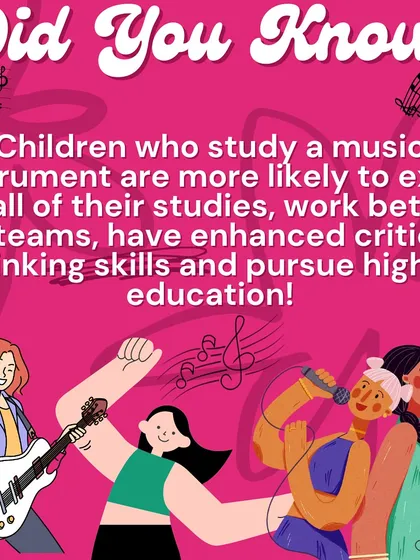 A quick fact: children who study a musical instrument often excel in their studies and develop critical thinking skills. We believe music education is a powerful tool for a child's overall development.