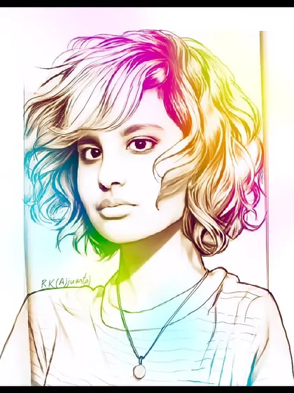 A rainbow color effect applied to the digital portrait sketch. This is a fun, vibrant option for those who love a splash of color.