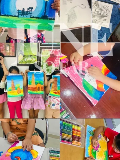 This is what happiness looks like in my art class. This collage captures the energy of our summer camp, with kids proudly showing off their finished paintings, learning new sketching techniques, and getting creative with pastels.