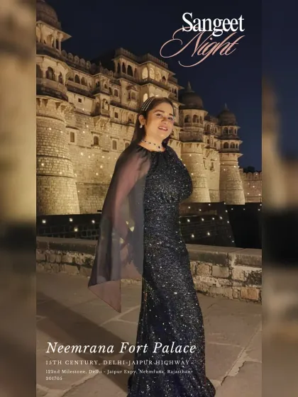 Hosting a Sangeet night at the historic Neemrana Fort Palace. The 14th-century architecture provided a stunning backdrop for an evening filled with music, dance, and royal vibes.