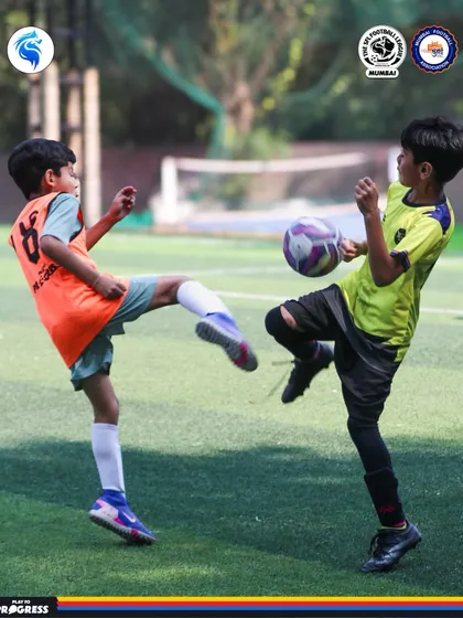 A high kick challenge for the ball. Players learn to be brave and contest every ball in the air and on the ground.