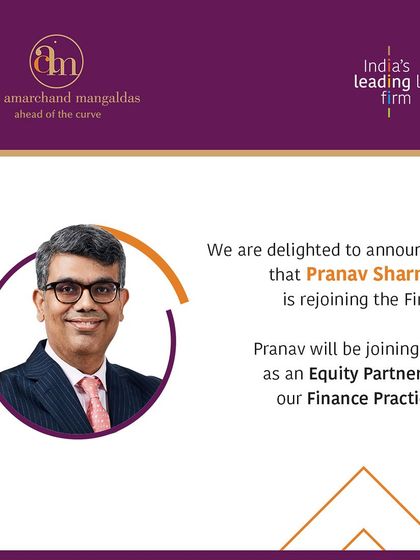 We are delighted to welcome back Pranav Sharma as an Equity Partner in our Finance Practice, bringing his extensive experience back to our Mumbai office.