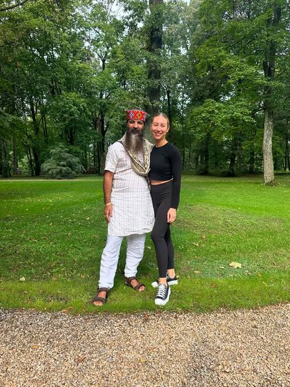 A photo with a student in a park. Every person I meet on my journey teaches me something new, and I am grateful for each connection.