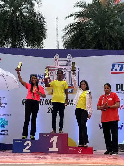 This is the result of dedication. We celebrate our athlete, Dr. Indu Tandon, securing 3rd place on the podium at the Mumbai Half Marathon. Every training session is a step towards moments like this.