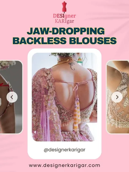 More inspiration for backless blouses, focusing on delicate tie-backs with beautiful tassels and sheer fabric details.