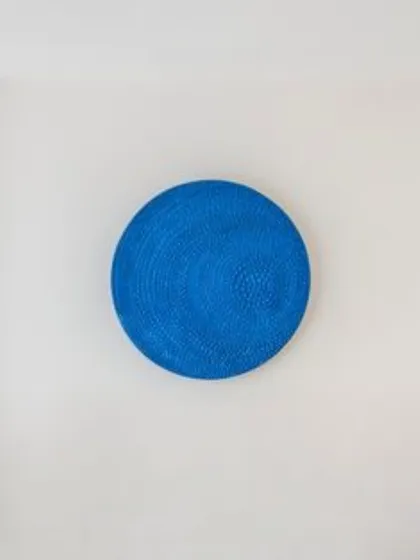 A hint of blue, a touch of Goa. This simple, textured blue art piece is a teaser for a larger project, showcasing how a single color and material can evoke the feeling of a place.