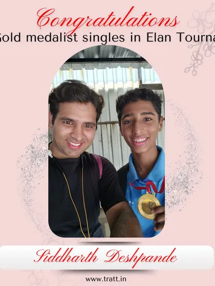 Congratulations to our student Siddharth Deshpande for winning the gold medal in the singles category at the Elan Tournament. We take immense pride in seeing our young players achieve their goals through dedication and proper training.