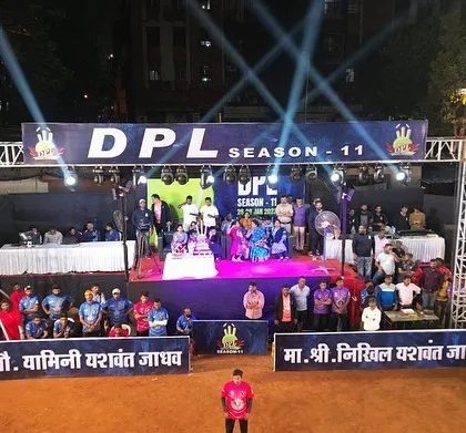 The awards ceremony stage for DPL Season 11. The simple yet effective goal-post truss and stage setup provides a focal point for presentations in front of the audience.