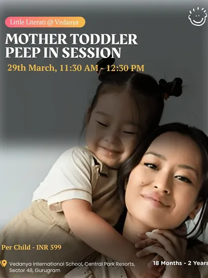 A Mother Toddler Peep In Session at Vedanya, a gentle introduction to storytelling and group activities for the little ones.