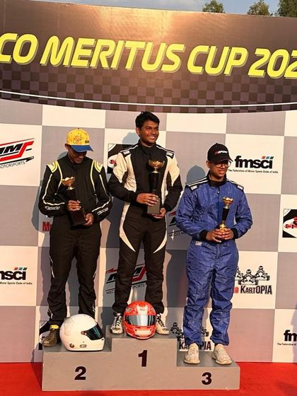 The podium for Round 1 of the Meritus Cup.