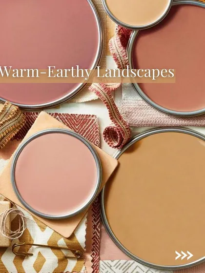 This mood board explores a warm, earthy color palette. I use these visual tools at the beginning of a project to align on the desired feeling and aesthetic, ensuring the final landscape design reflects a cohesive and intentional look.