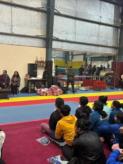 Hosting officials from the Delhi Olympic Association for a special send-off ceremony. The community's support is a huge motivation for our team.