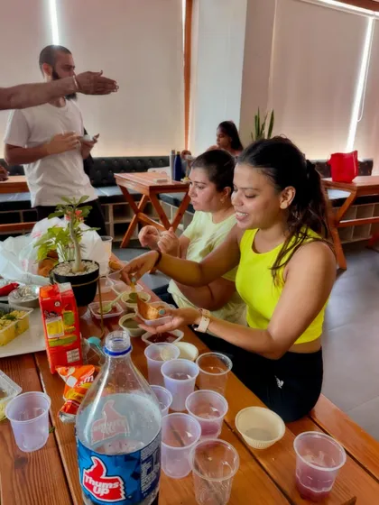 Sharing food and stories is a big part of our studio culture. We work hard and relax together.