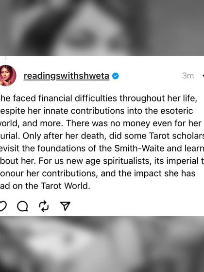 Pamela Colman Smith was an incredible artist, a member of the Golden Dawn, and an advocate for women's rights. Despite her immense contribution, she was overshadowed, received no credit, and died broke. We honor her by calling the deck the "Smith-Waite" deck.