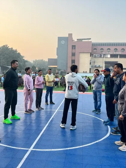 Celebrating family fun on the court! Here I am briefing the parents before their fun match at the Inter IB Basketball Tournament 2.0.
