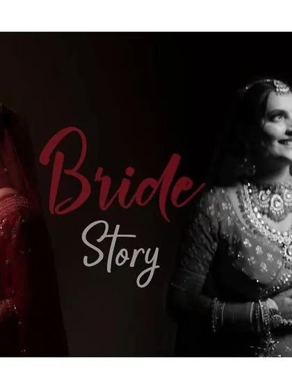 A promotional image showcasing my "Bride Story" service. It combines a color and black-and-white portrait to show the different moods and styles I can capture.