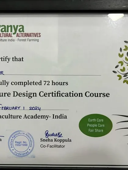 I'm proud to be a certified Permaculture designer. This certification represents my commitment to creating gardens that are not only beautiful but also sustainable, efficient, and work in harmony with nature. This philosophy is at the core of everything I do.