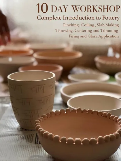 Just a few of the wonderful pieces made by our students in a 10-day workshop. From beaded bowls to a cup inscribed with 'chai', each piece tells a unique story.