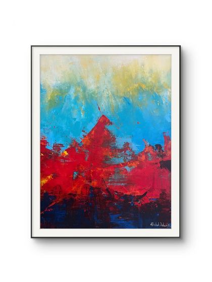 A framed version of a painting from the 'Rise' series. Framing can add a final touch of elegance and help integrate the artwork into your home decor.