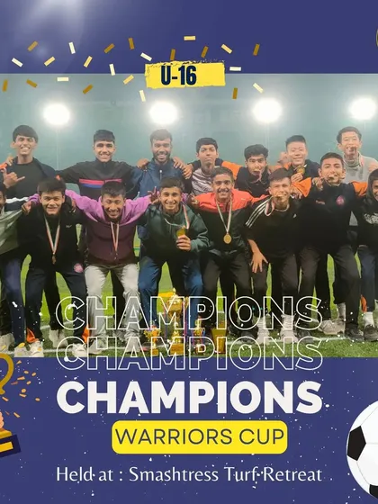 Champions of the Warriors Cup. My U-16 players celebrating their well-deserved tournament victory, a result of their exceptional teamwork and dedication.