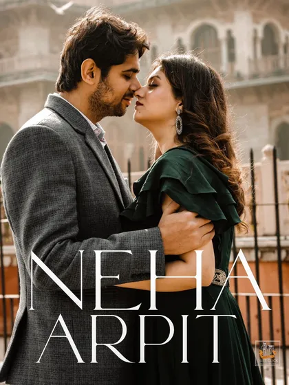 A romantic pre-wedding portrait in the historic city of Jaipur. The architectural beauty of the city provides a stunning canvas for capturing timeless love stories.