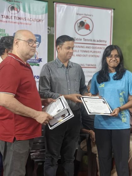 Congratulations to Karuna for her podium finish in the Women's singles at the Belgaum state ranking, a great comeback after her injury.