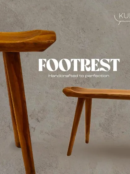 A quiet form, shaped for stillness. This handcrafted solid teak footrest or low bench features a gently curved seat, perfect for moments that ask for nothing but presence.