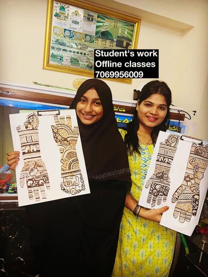 Two happy students from my offline class showcasing their beautiful practice work. Their progress is the best proof of my teaching method.