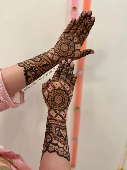 Another view of the full-arm mandala design, showing the detail and symmetry.