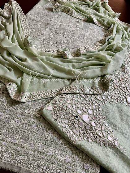 Another detail shot of the palazzo's mirrorwork, emphasizing its geometric precision.