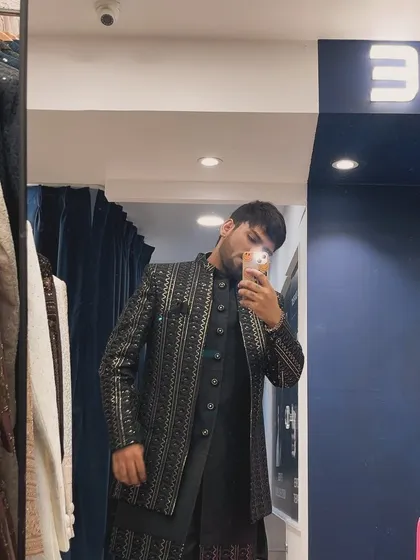 Another selfie angle, showing how the Indo-western outfit looks from a different perspective in our store.