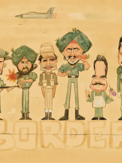 A tribute to the classic Bollywood movie 'Border', a film that defined patriotism for many 90s kids. I wanted to capture the iconic characters from this unforgettable film.