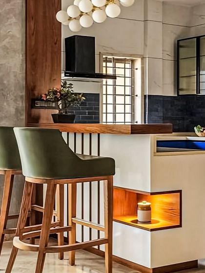 Modular Kitchen - Modular Home Interiors Modern Kitchens with Islands & Breakfast Bars photo 3