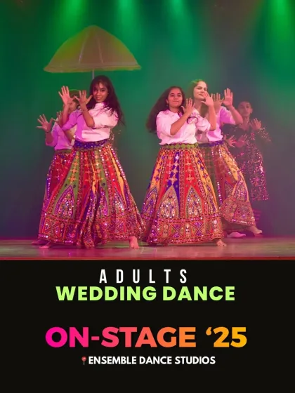 A fun and colorful wedding dance performance by our adult batch. We also offer choreography services for sangeets and other special events.