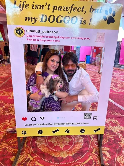 Life isn't pawfect, but my doggo is. A beautiful family photo from our pet friendly Durga Pujo event. We love creating opportunities for our community to come together.