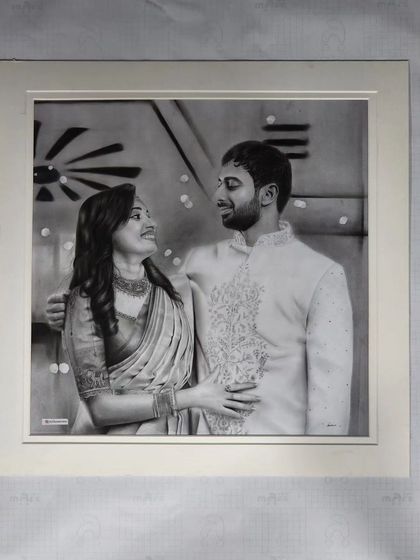 Another view of the final piece in a simple white frame.