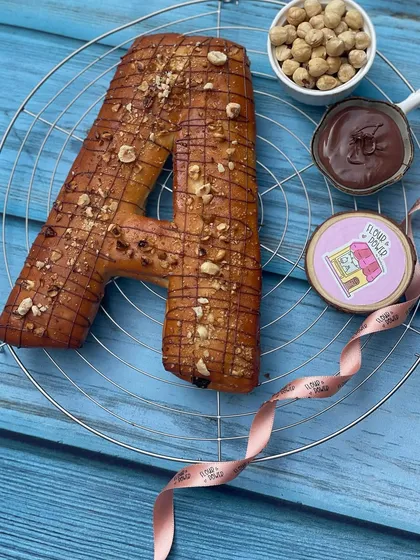 I can create custom initial-shaped pull-apart breads, like this 'A' made with my Nutella hazelnut recipe.