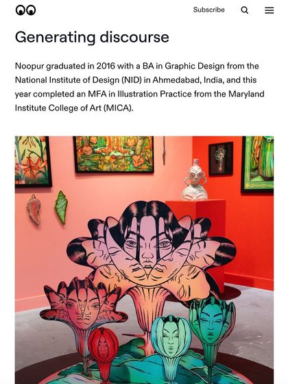 The article mentioning my educational background and showing a photo from my thesis exhibition.