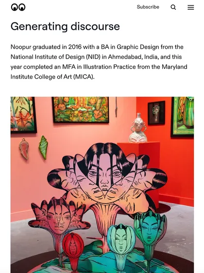 The article mentioning my educational background and showing a photo from my thesis exhibition.