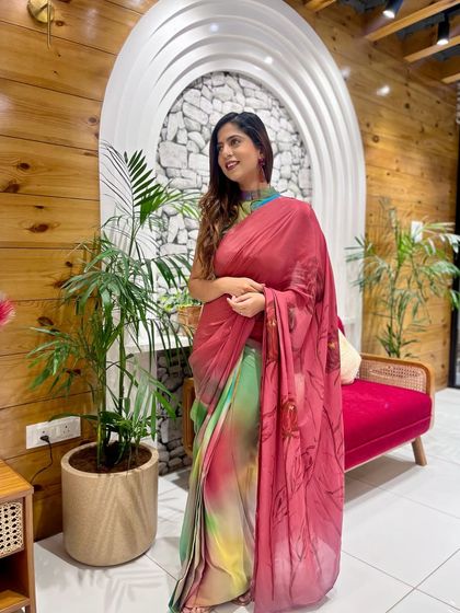 My saree story. For a university event, my mom hand-painted this beautiful multi-colored creation for me. It's a piece I'll cherish forever.