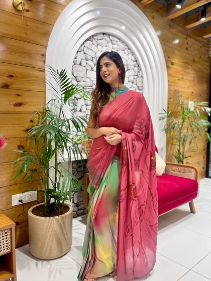 My saree story. For a university event, my mom hand-painted this beautiful multi-colored creation for me. It's a piece I'll cherish forever.