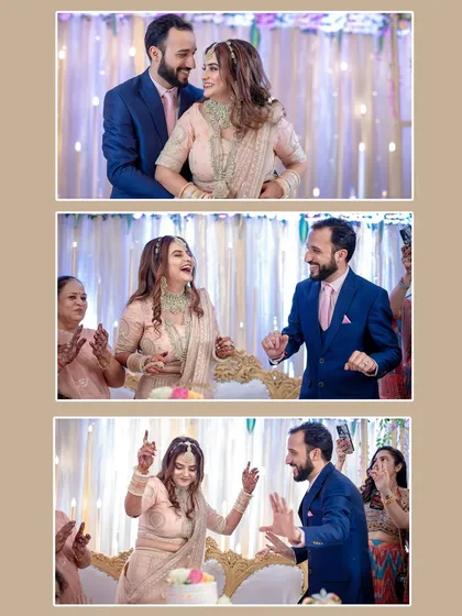 A series of photos showing the couple's joy as they dance and celebrate during their reception.